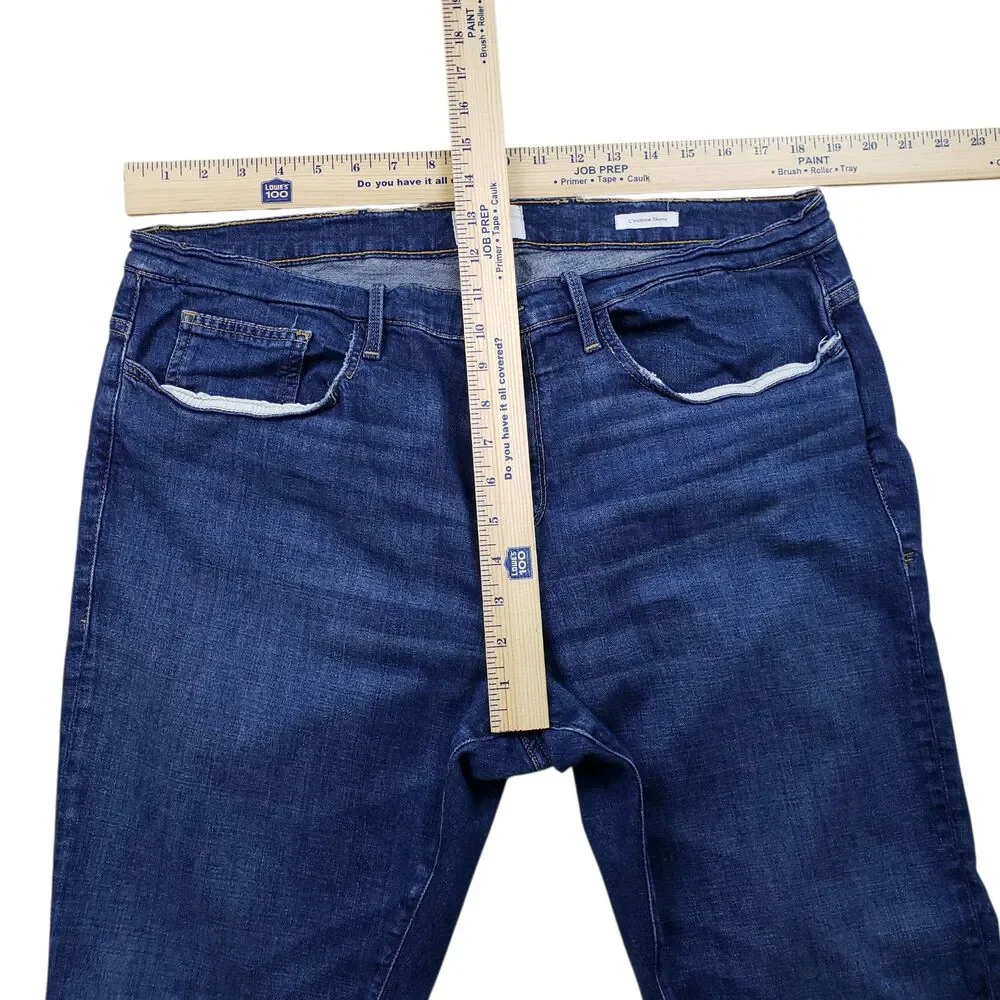 Frame L'Homme Skinny Jeans Mens 38 Indigo Land Distressed Organic Cotton - Picture 5 of 8